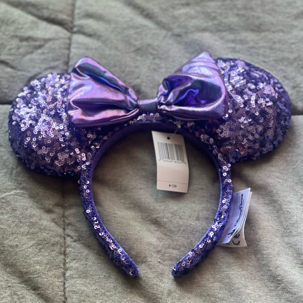 Sequins Bow Mickey Mouse Shanghai Disney Resort Purple New Minnie Ears Headband